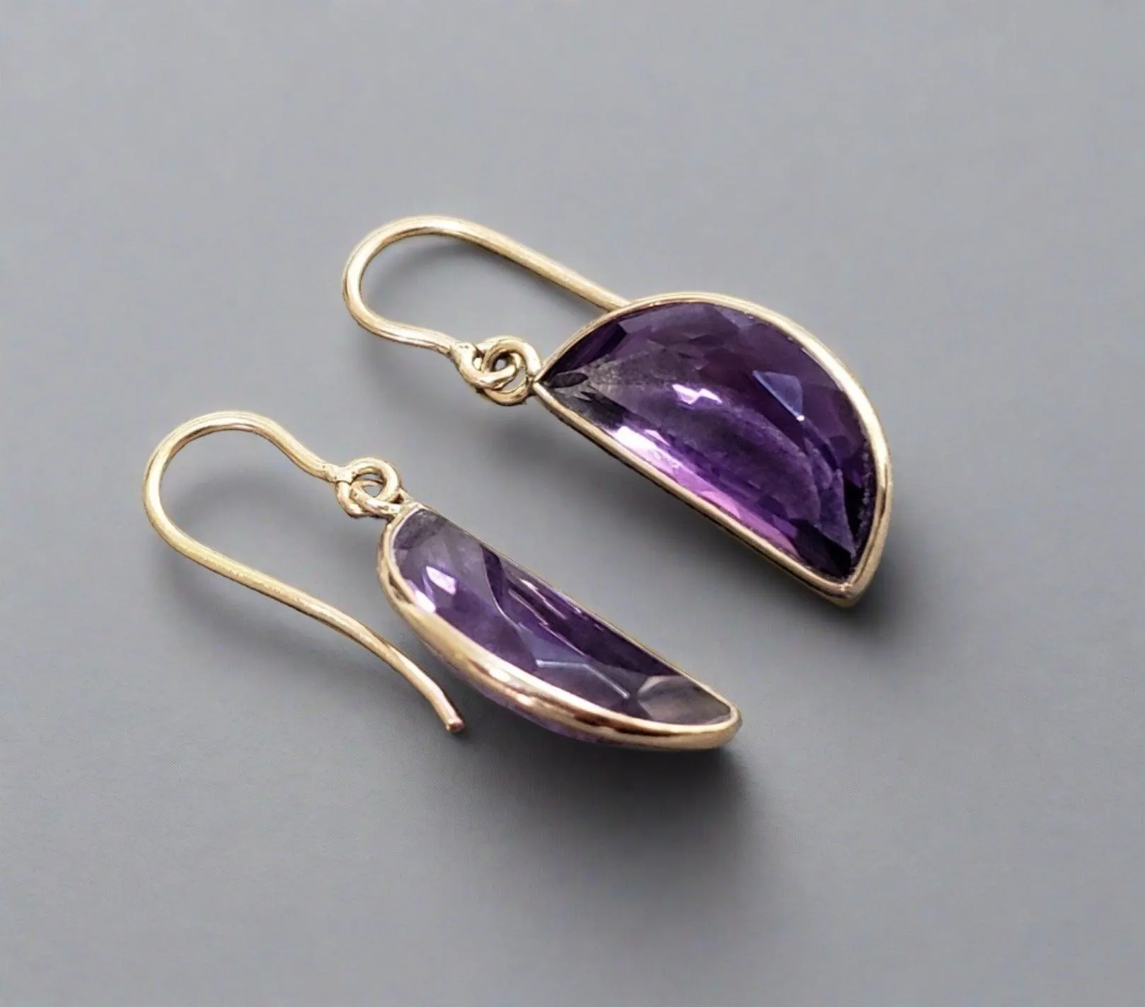14k Amethyst Earrings Gold Natural