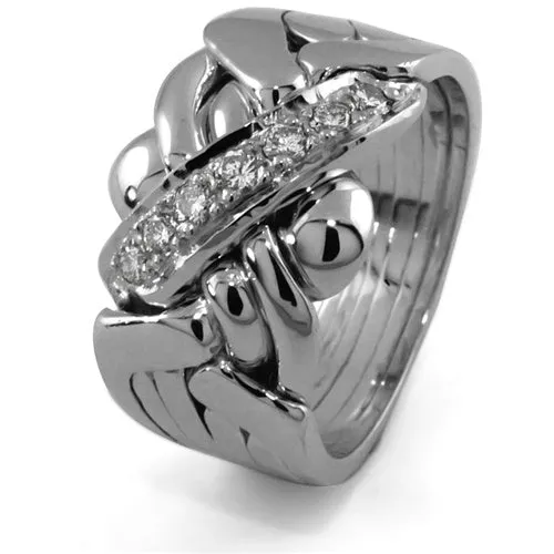 14K Gold 5 Band Diamond Puzzle Ring 5B7D