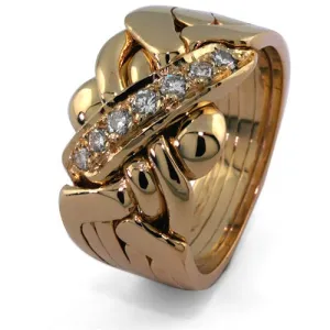 14K Gold 5 Band Diamond Puzzle Ring 5B7D