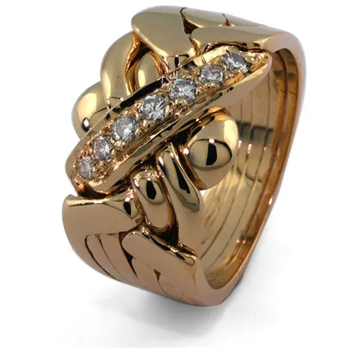 14K Gold 5 Band Diamond Puzzle Ring 5B7D