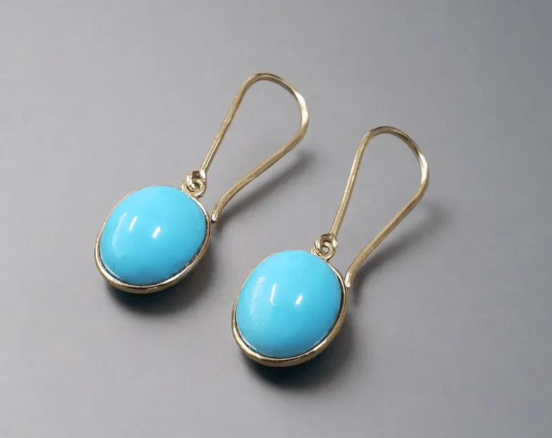 14k Gold Arizona Turquoise Earrings Dangle