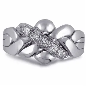 14K White Gold 4 Band DIAMOND Puzzle Ring 4B141DW