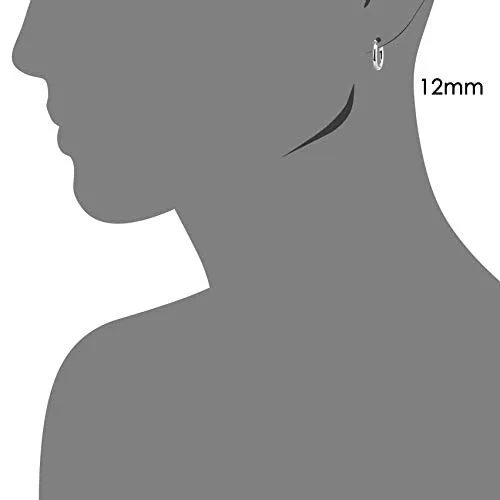 14k White Gold Small Round Hoop Earrings, 12mm (0.48 inch Diameter)