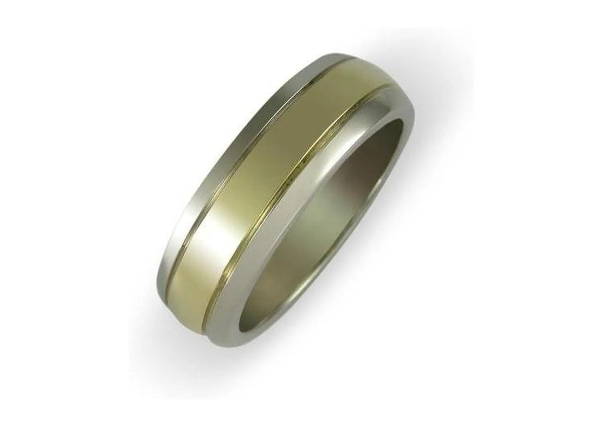 18ct White gold band with centre yellow gold strip