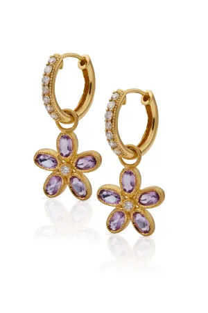 18KY Amethyst and Diamond Flower Earring Charms