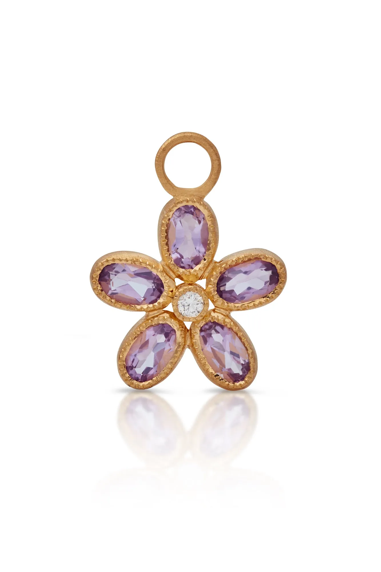 18KY Amethyst and Diamond Flower Earring Charms