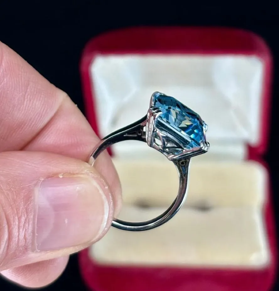1950s Emerald Cut Aquamarine Ring