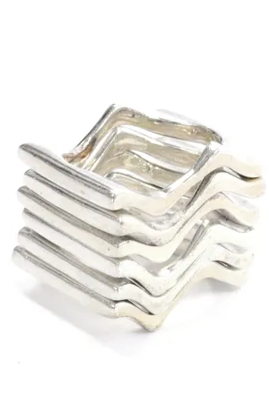 1970s Brusca Dante Modernist Sterling Silver Stacking Rings Sz 7 Signed