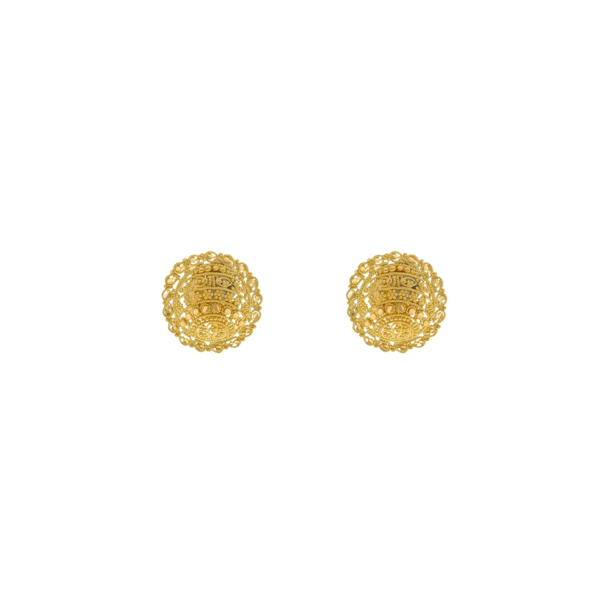 22K Yellow Gold Stud Earrings With Custom Designed, 4.7 grams