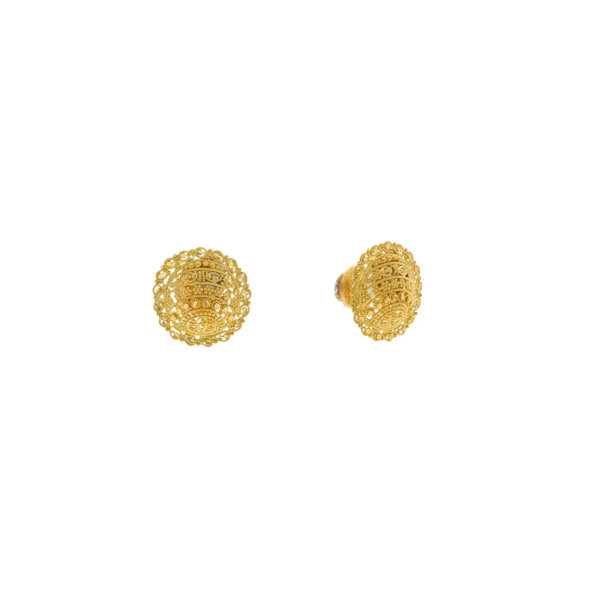 22K Yellow Gold Stud Earrings With Custom Designed, 4.7 grams