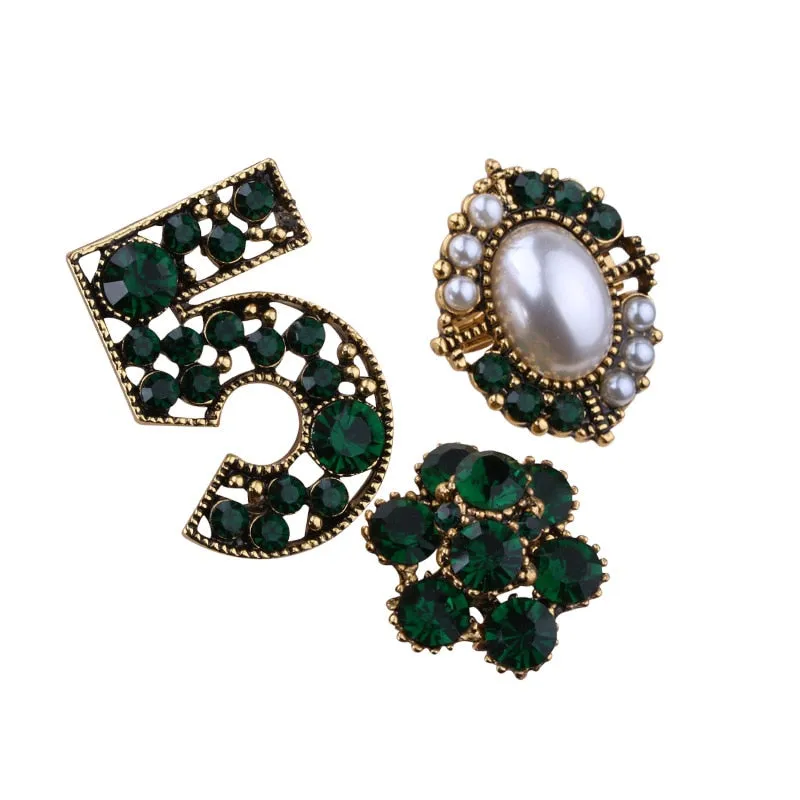 3 pcs/set Elegant Women Fashion Pearl Crystal Brooches