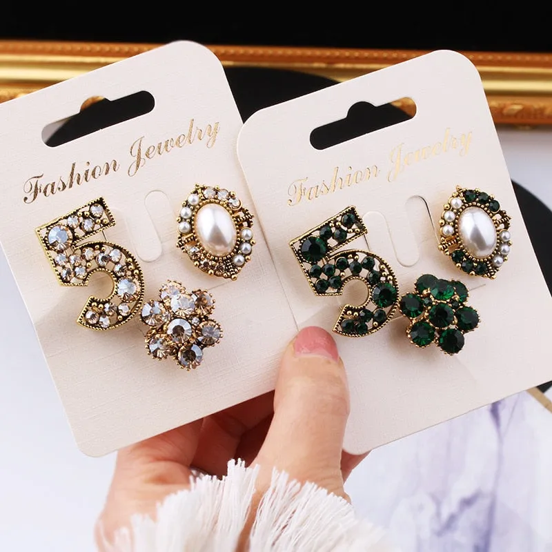 3 pcs/set Elegant Women Fashion Pearl Crystal Brooches