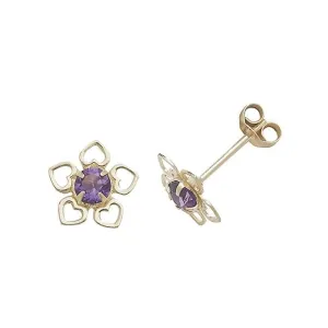 9ct  Yellow  Gold  Amethyst  Stud  Earrings  ES424AM