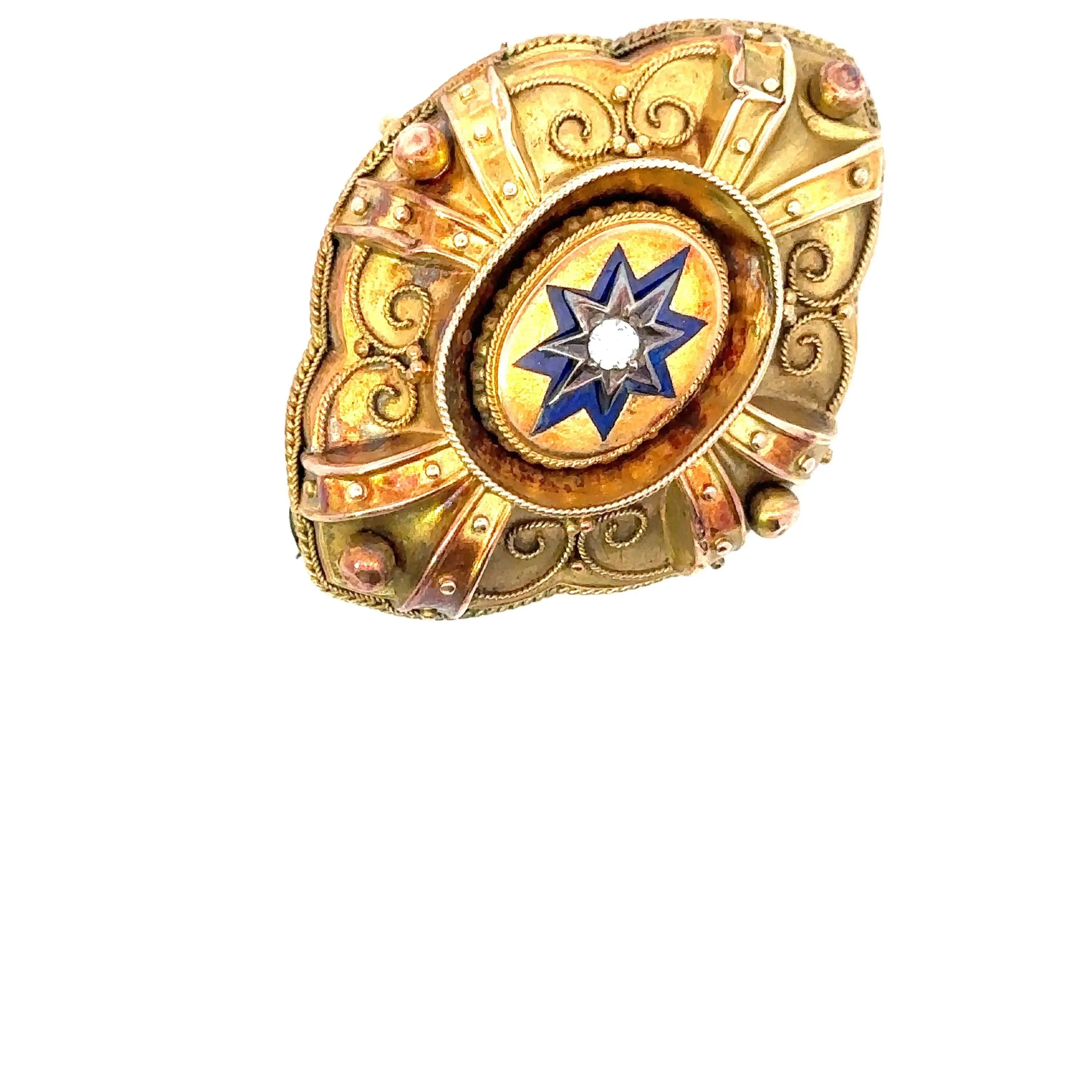 9ct Yellow Gold and Diamond Brooch
