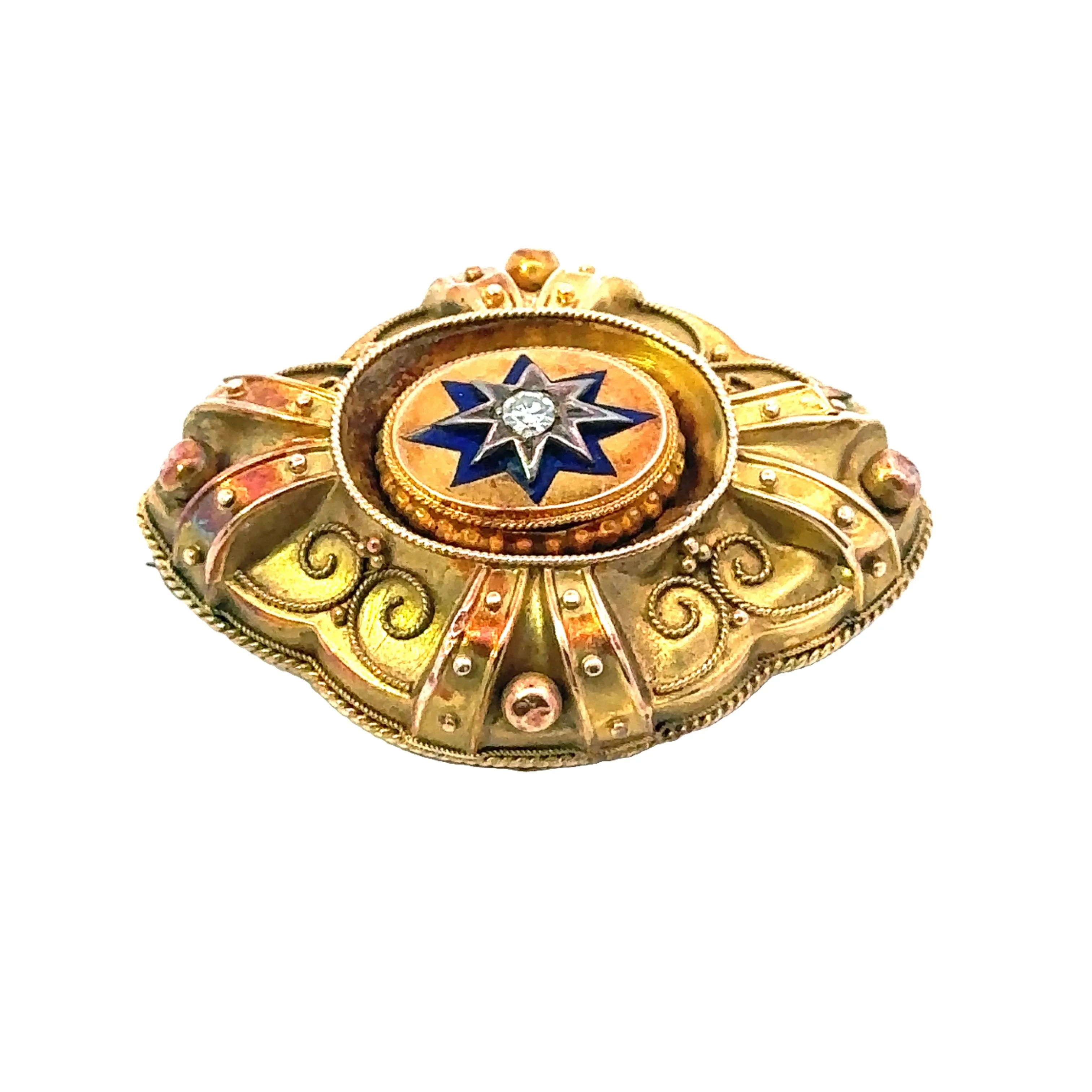 9ct Yellow Gold and Diamond Brooch