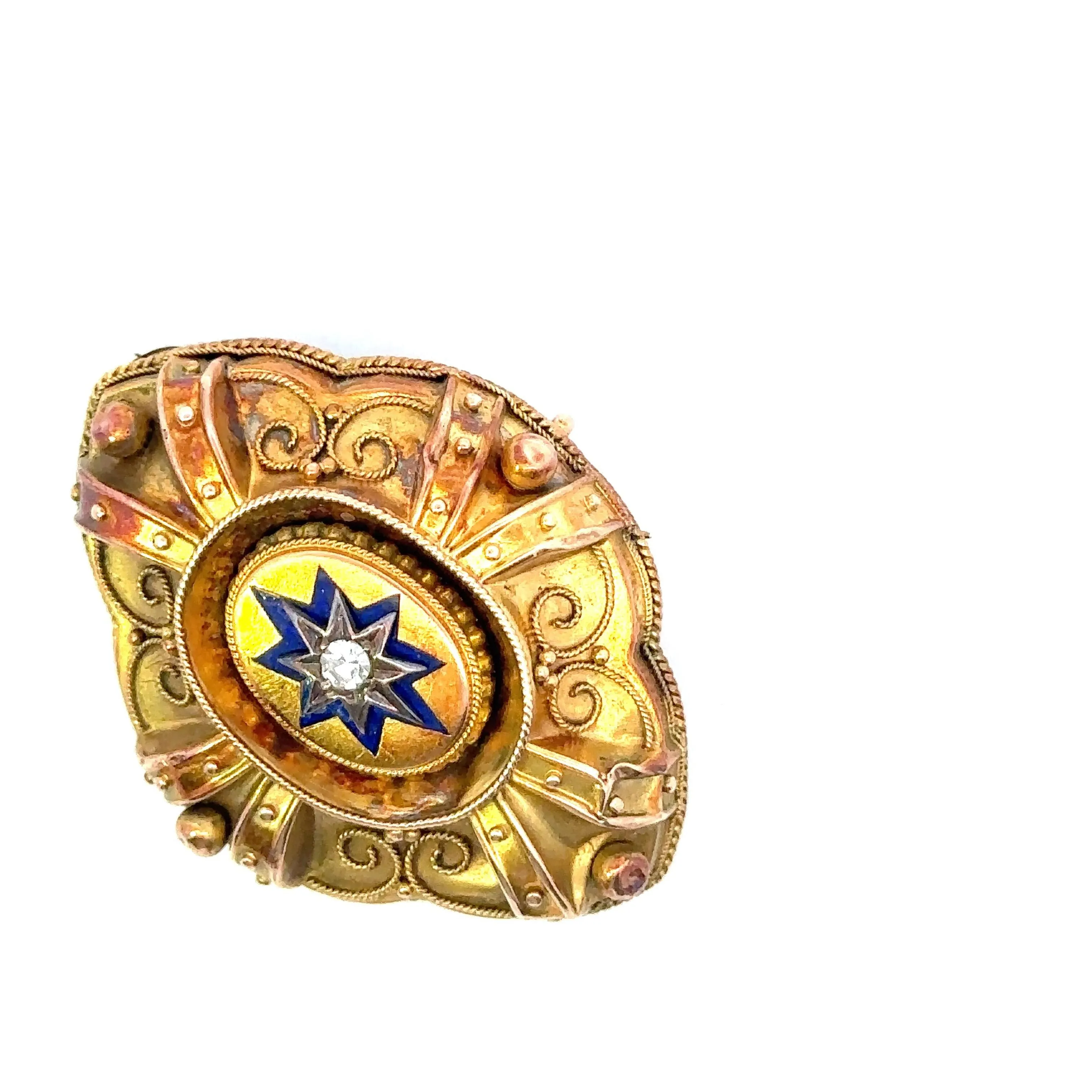 9ct Yellow Gold and Diamond Brooch