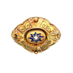9ct Yellow Gold and Diamond Brooch