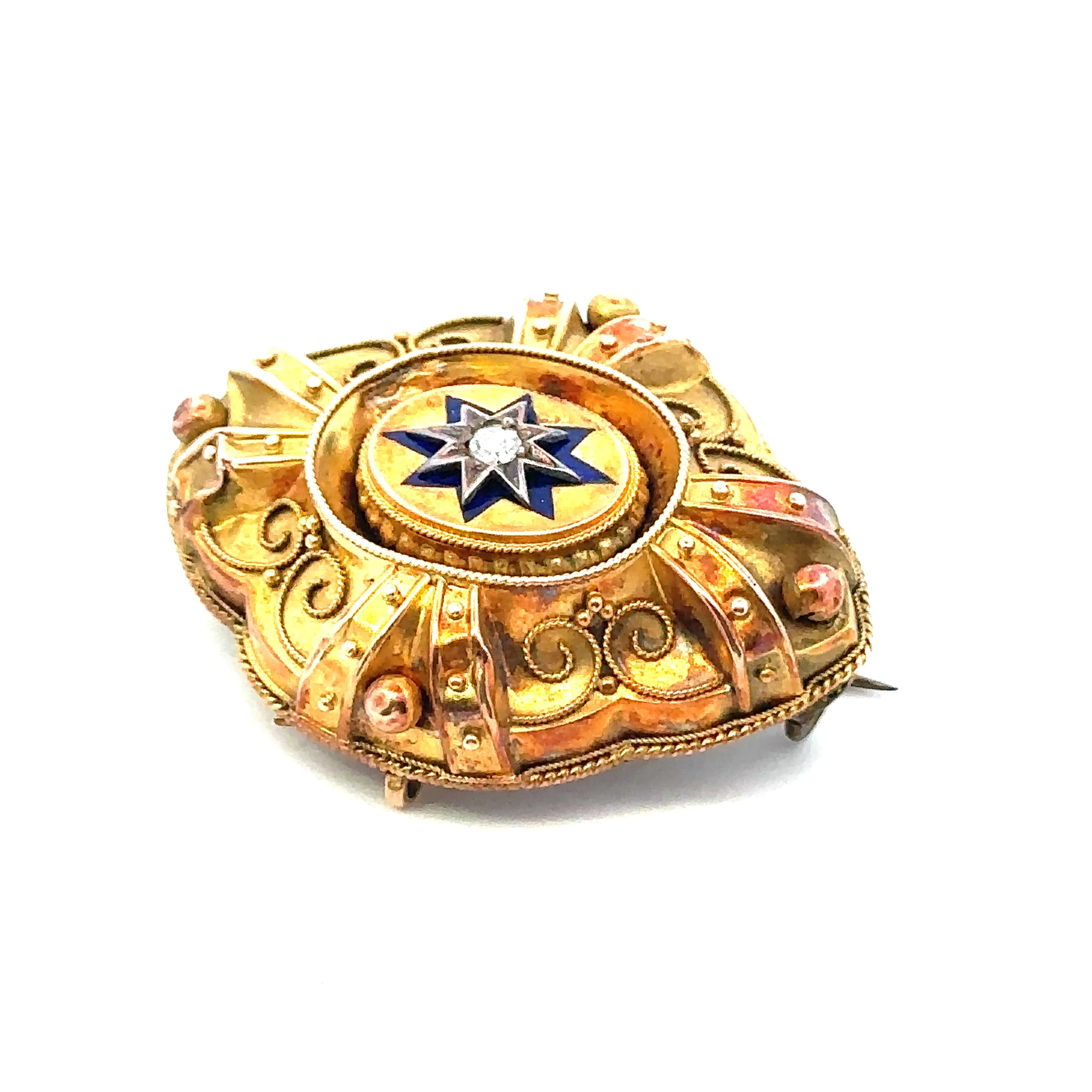 9ct Yellow Gold and Diamond Brooch