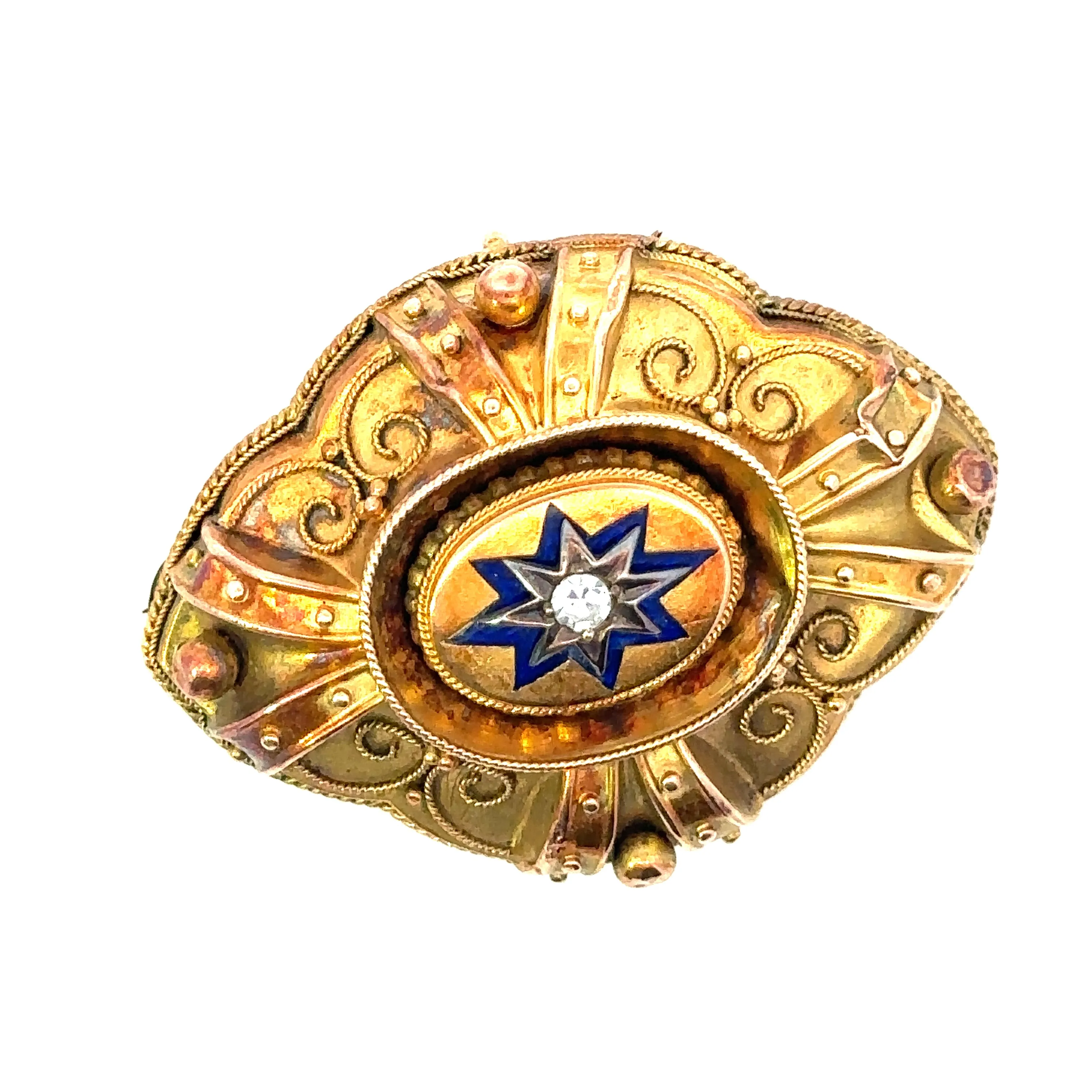 9ct Yellow Gold and Diamond Brooch
