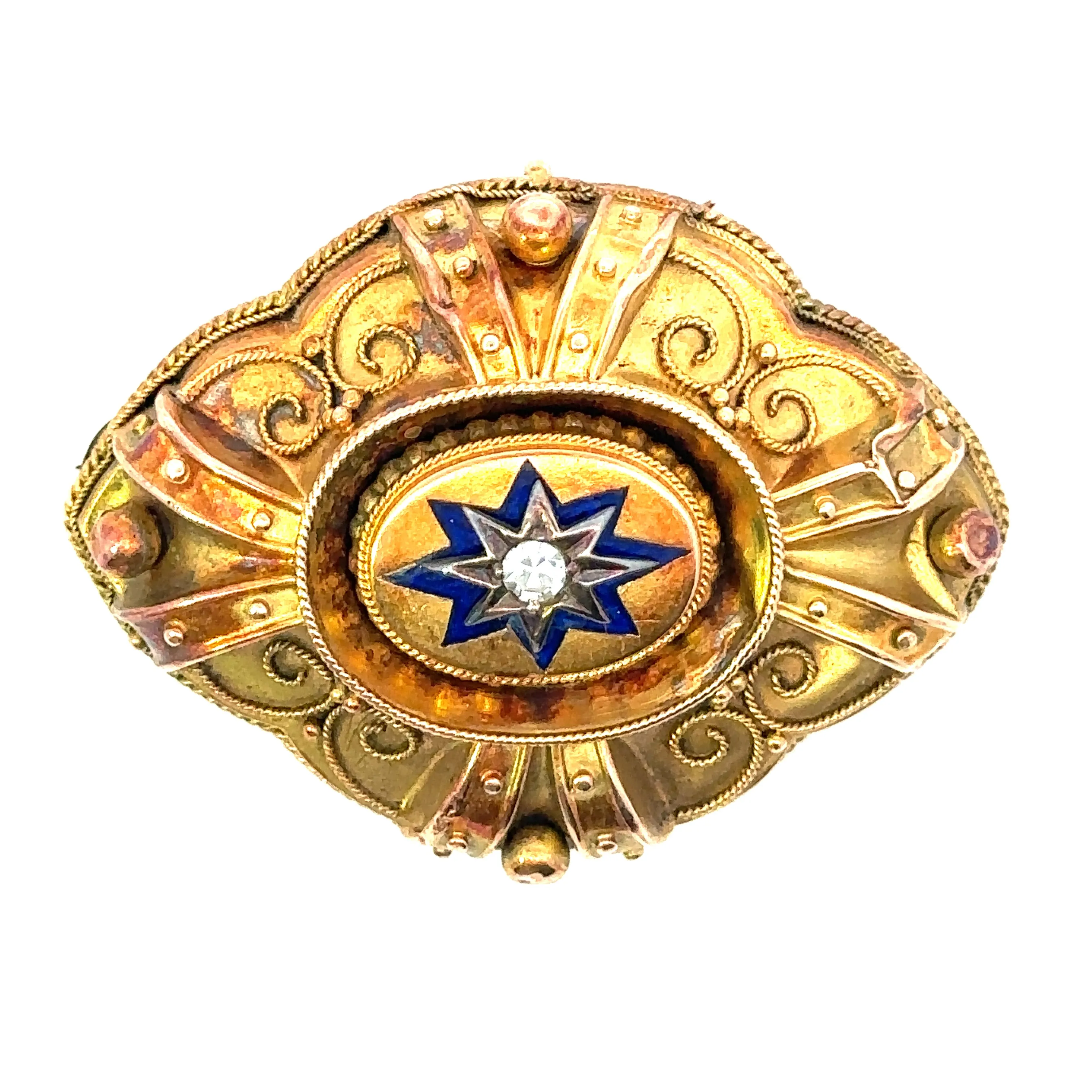 9ct Yellow Gold and Diamond Brooch