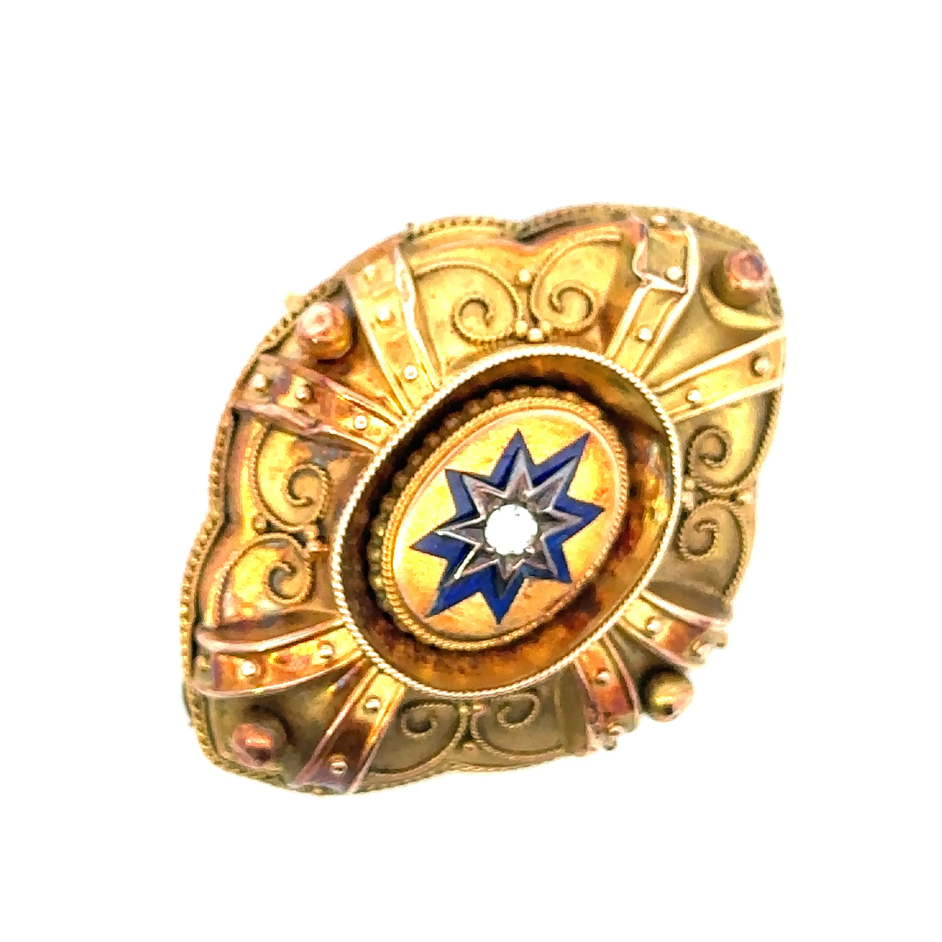 9ct Yellow Gold and Diamond Brooch