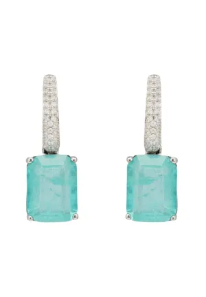 Alexandra Rectangle Drop Earrings Silver Paraiba Tourmaline