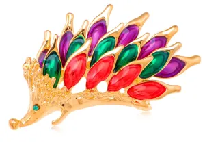 Alilang Rare Siam Amethyst Emerald Crystal Rhinestone Hedgehog Forest Pin Brooch