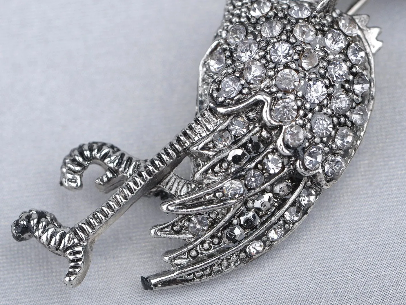 Alilang Standing Flamingo Bird Beak Crystal Rhinestone Bird Brooch Pin
