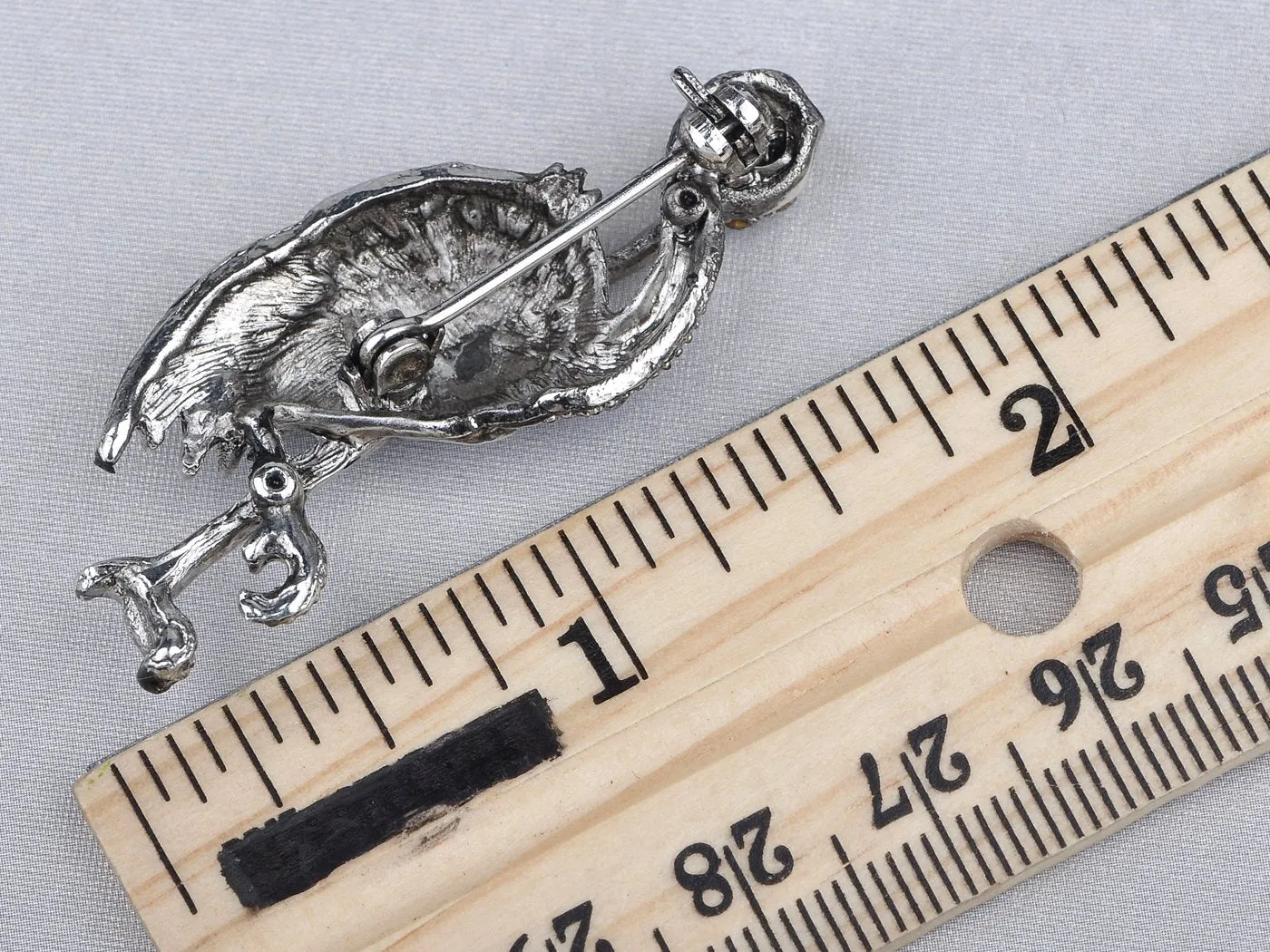 Alilang Standing Flamingo Bird Beak Crystal Rhinestone Bird Brooch Pin