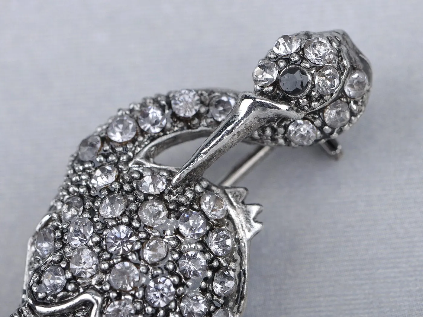 Alilang Standing Flamingo Bird Beak Crystal Rhinestone Bird Brooch Pin