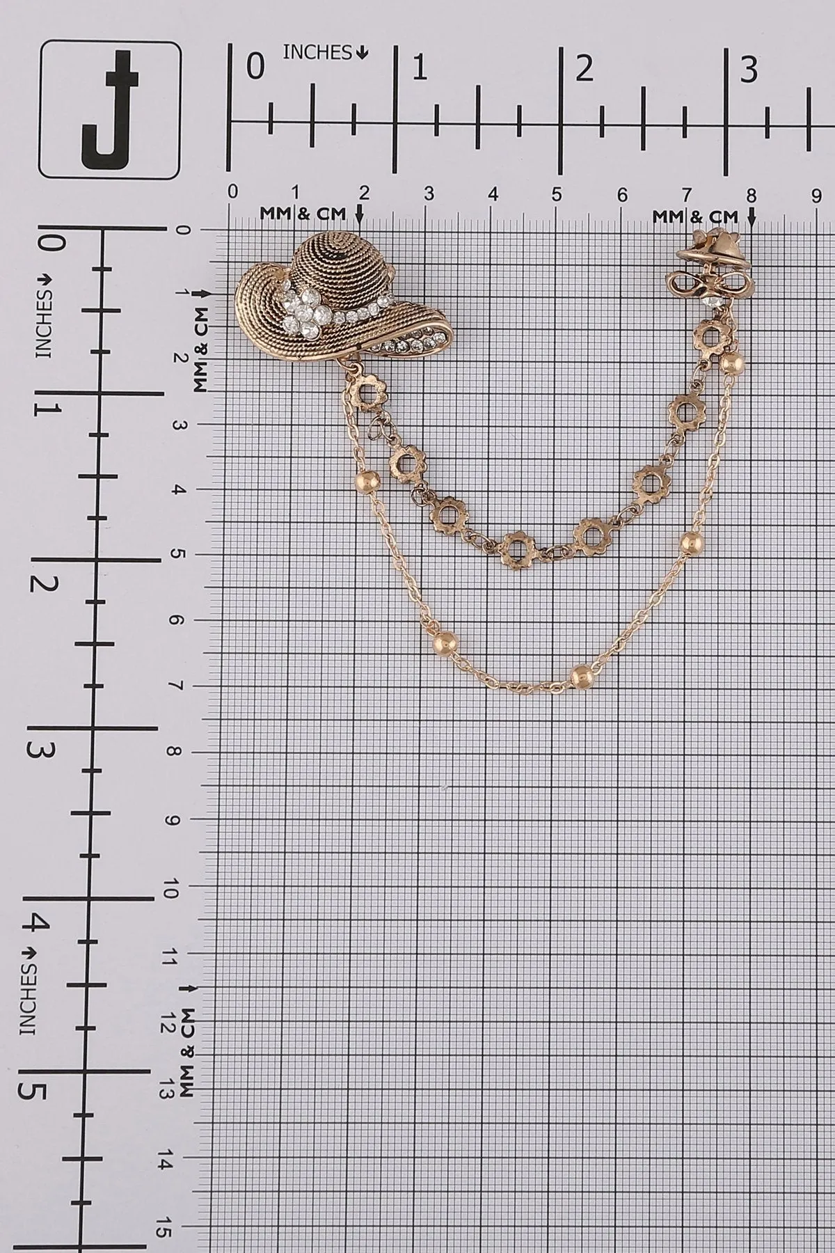 Antique Gold Vintage Style Chain Hanging Brooch