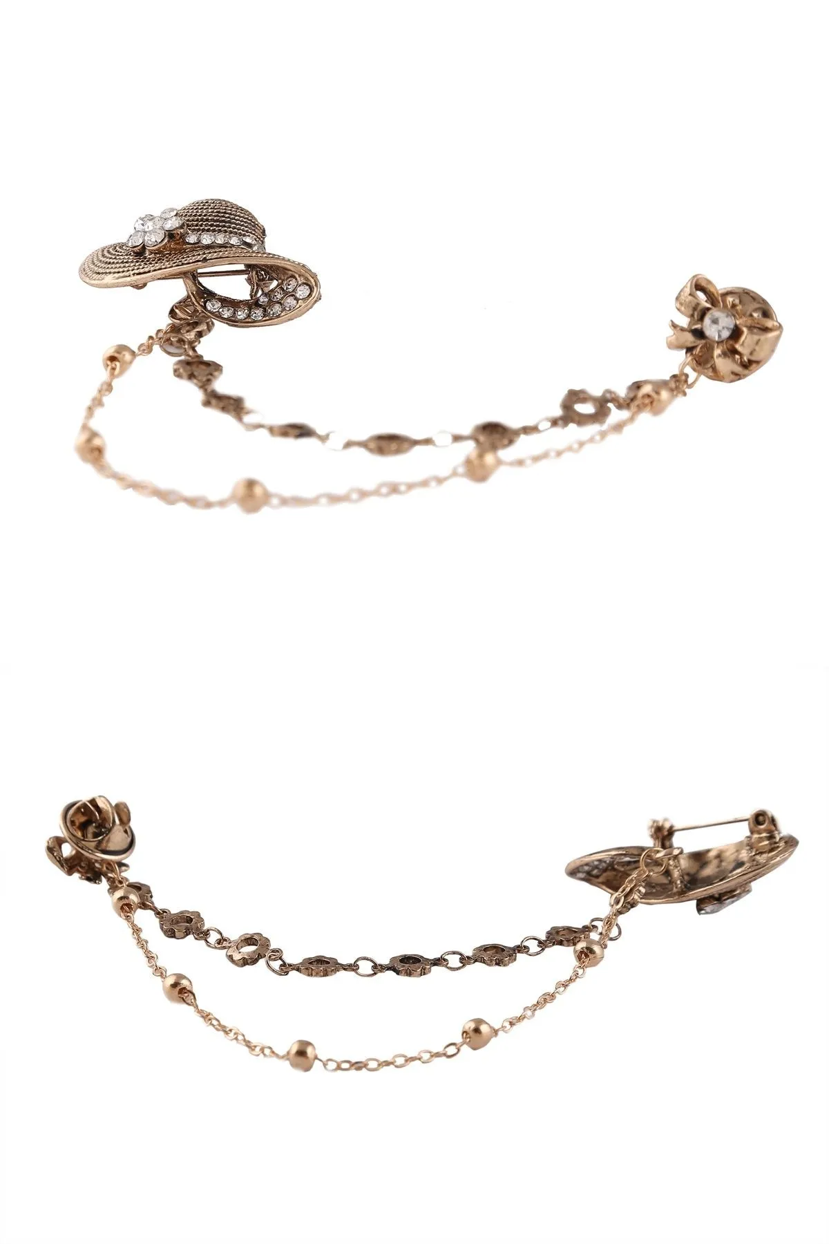 Antique Gold Vintage Style Chain Hanging Brooch