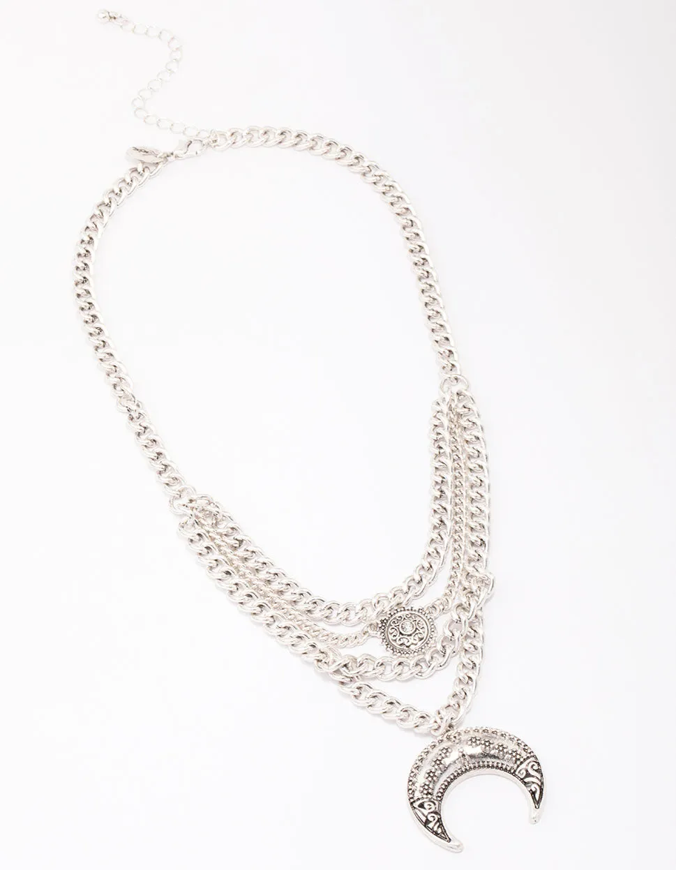 Antique Silver Western Crescent Moon Necklace