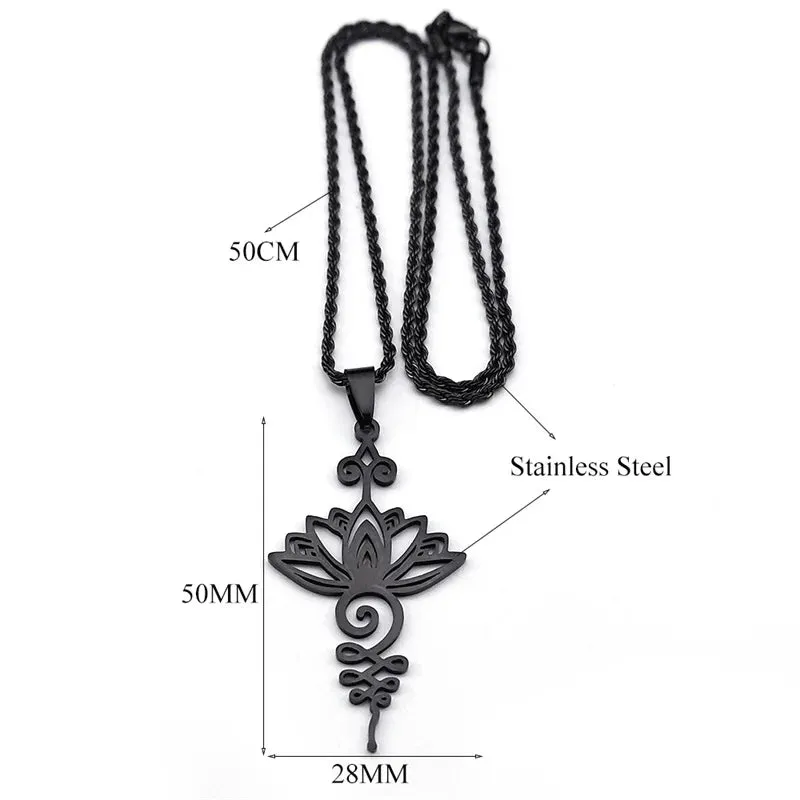 Artistic Lotus Flower Pendant Necklace - Stainless Steel Healing Chakra Necklaces