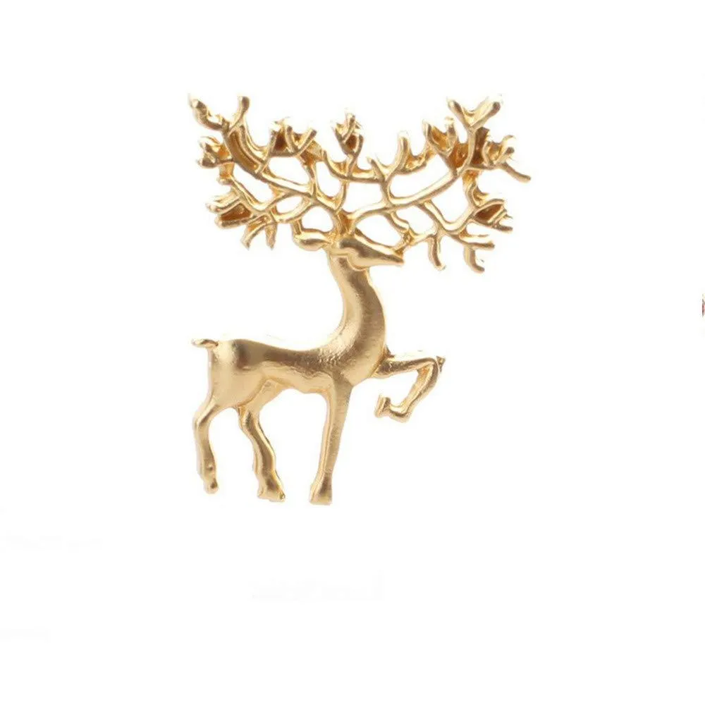 ASHMITA Pearl Water Diamond Deer Brooch Rose Golden Elk Head Ice Brooch Cute Fashion Unique Animal Christmas Pins Corsage for Unisex Women C