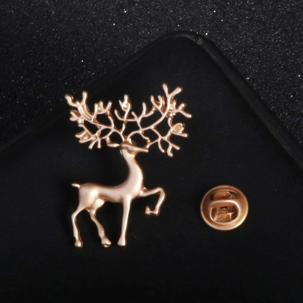 ASHMITA Pearl Water Diamond Deer Brooch Rose Golden Elk Head Ice Brooch Cute Fashion Unique Animal Christmas Pins Corsage for Unisex Women C