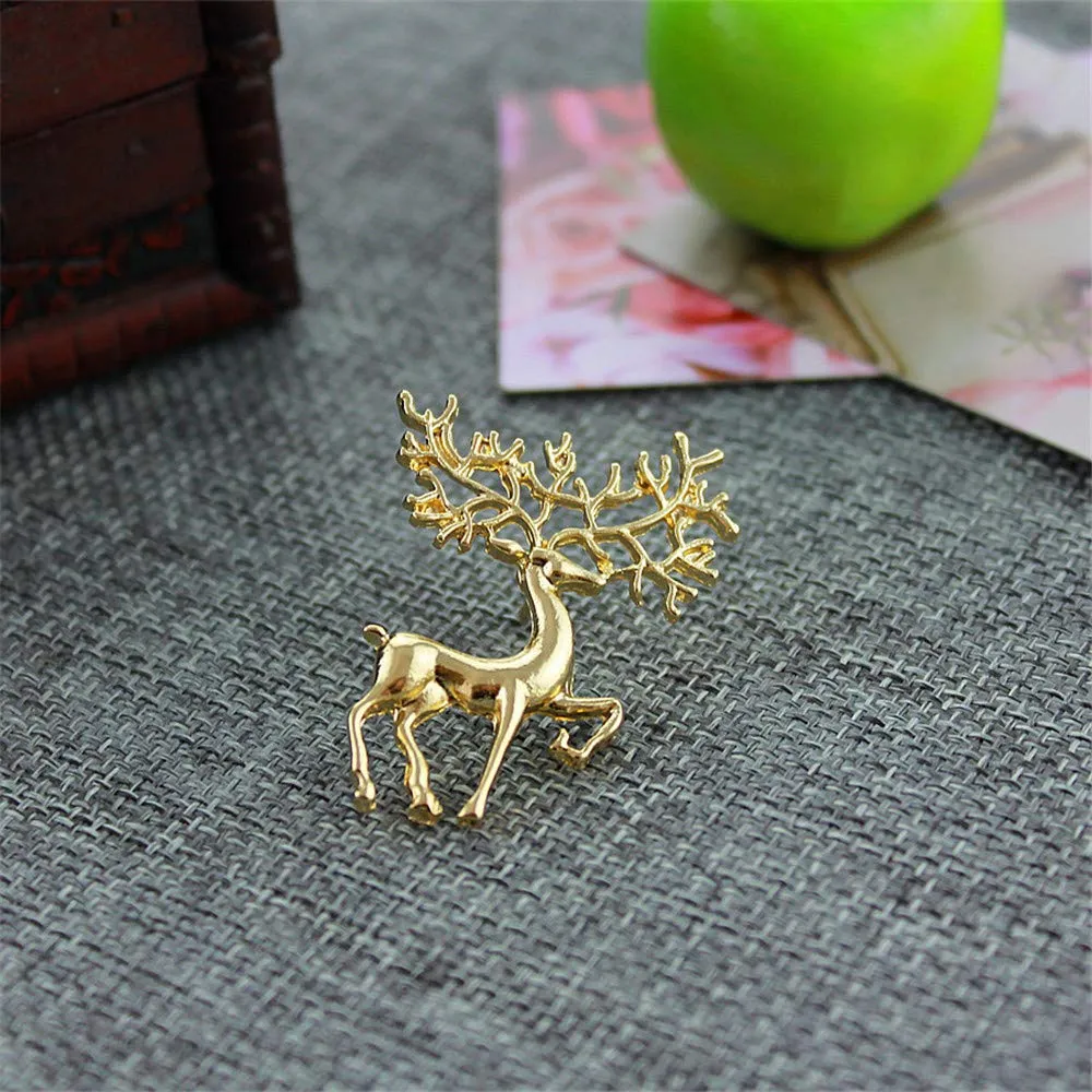 ASHMITA Pearl Water Diamond Deer Brooch Rose Golden Elk Head Ice Brooch Cute Fashion Unique Animal Christmas Pins Corsage for Unisex Women C