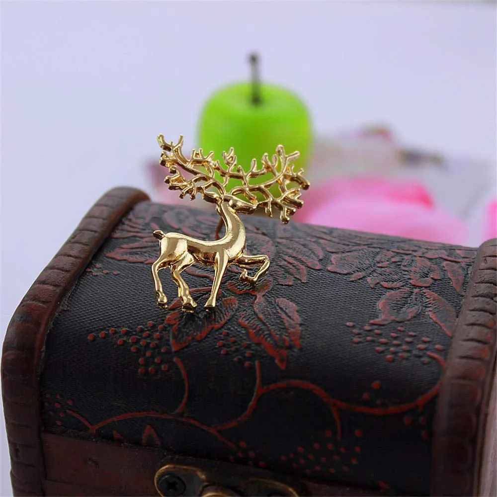 ASHMITA Pearl Water Diamond Deer Brooch Rose Golden Elk Head Ice Brooch Cute Fashion Unique Animal Christmas Pins Corsage for Unisex Women C