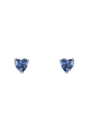 Asscher Cut Heart Stud Earrings Silver Tanzanite