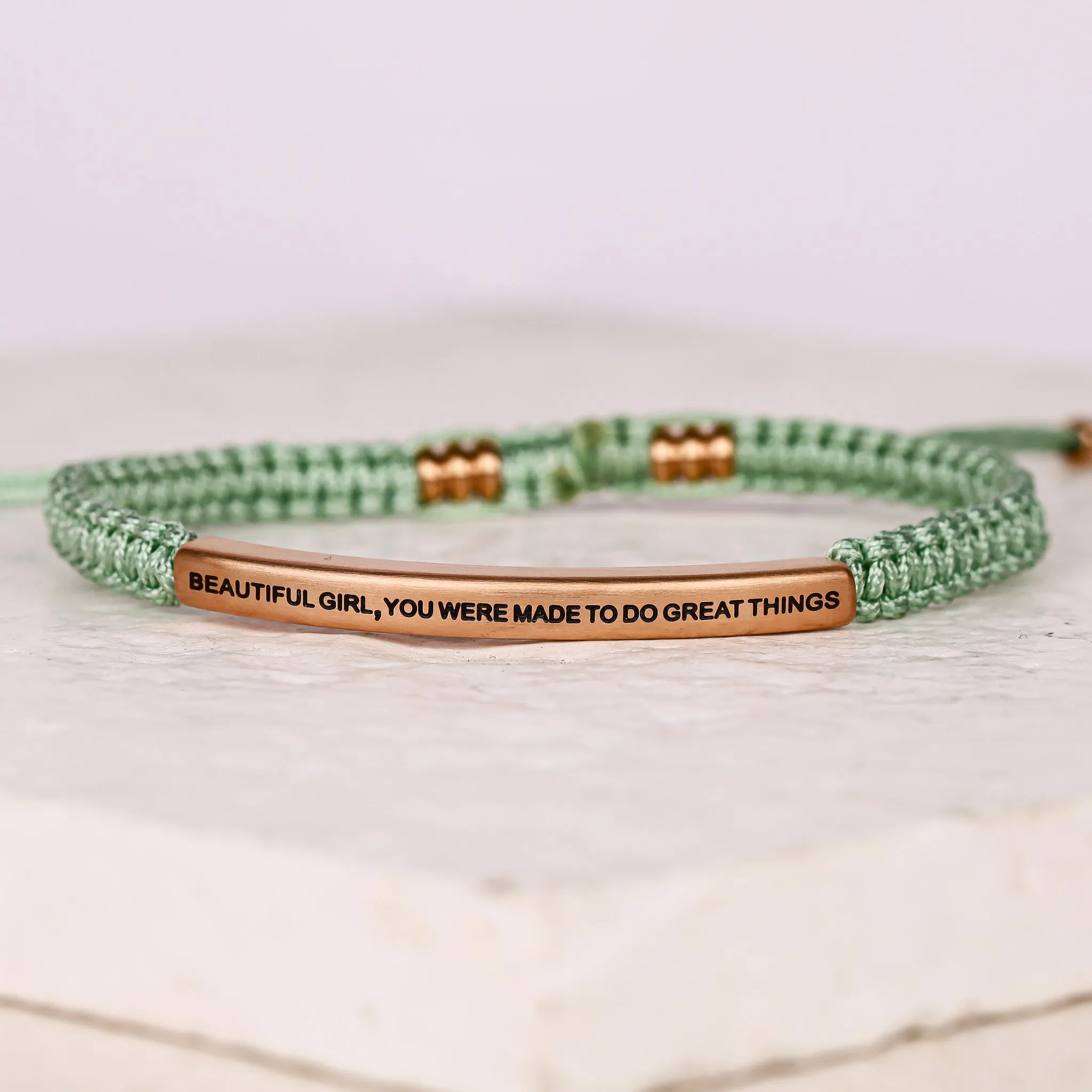 BEAUTIFUL GIRL, YOU WERE MADE TO DO GREAT THINGS ROPE BRACELET