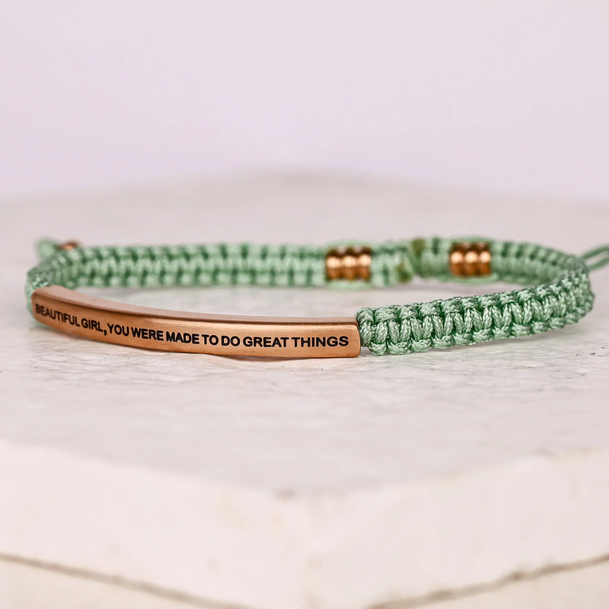 BEAUTIFUL GIRL, YOU WERE MADE TO DO GREAT THINGS ROPE BRACELET