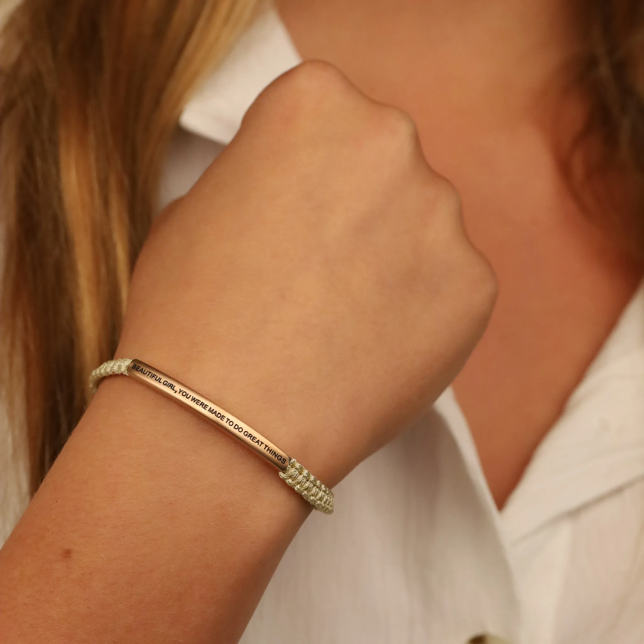 BEAUTIFUL GIRL, YOU WERE MADE TO DO GREAT THINGS ROPE BRACELET