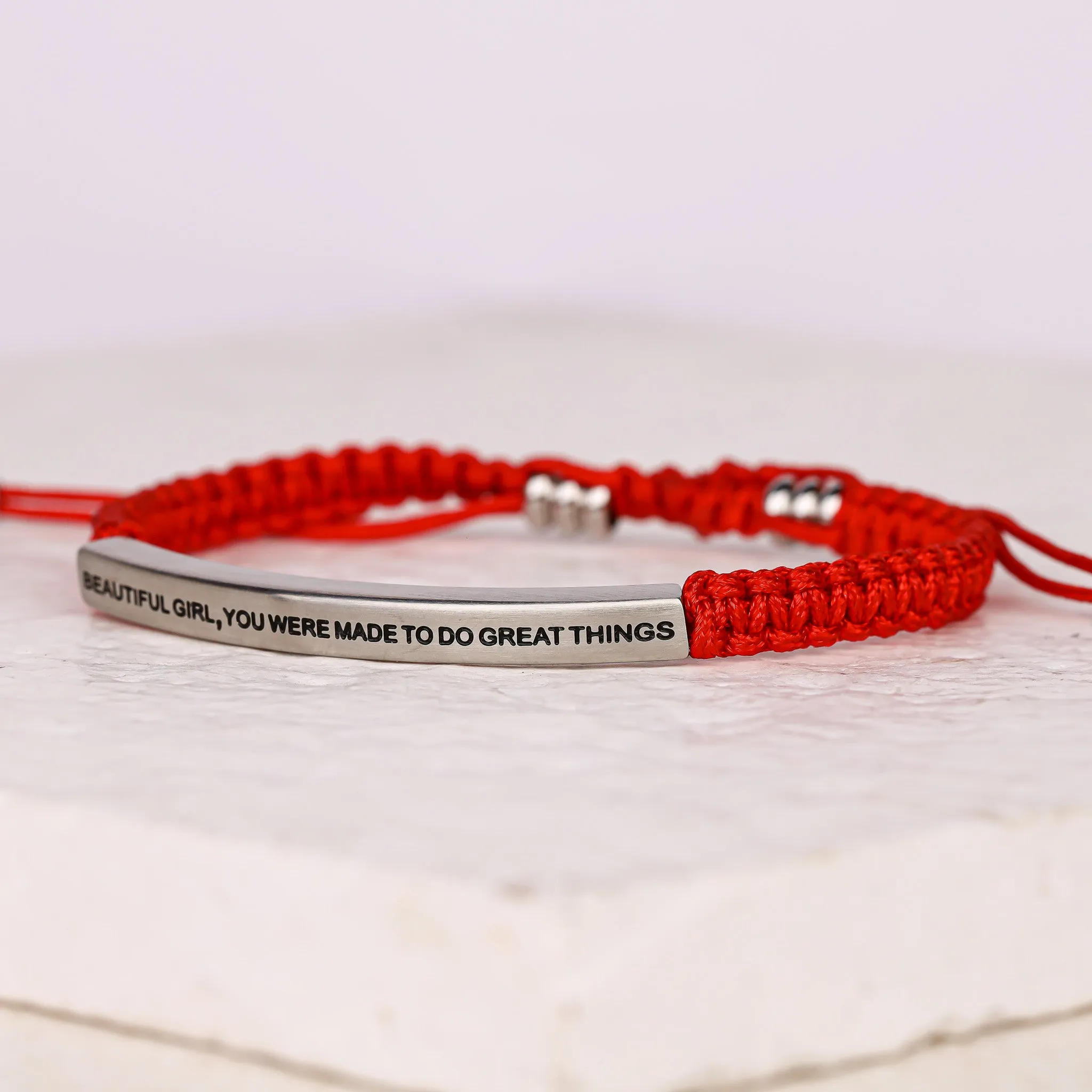 BEAUTIFUL GIRL, YOU WERE MADE TO DO GREAT THINGS ROPE BRACELET