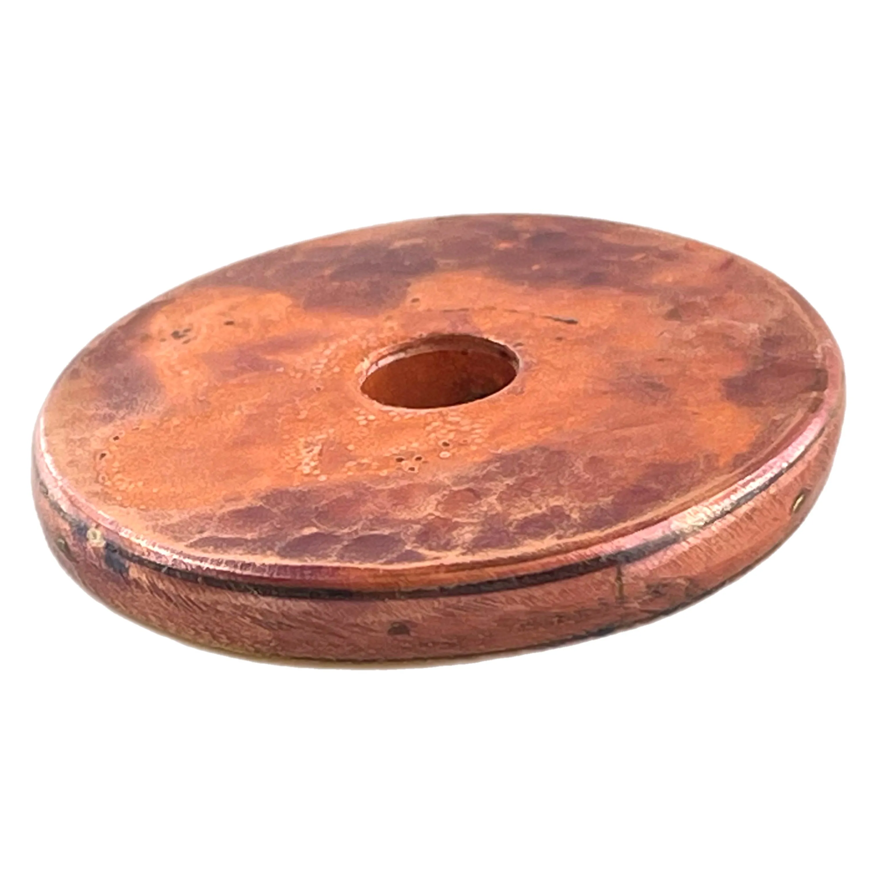 Big Copper Doughnut Pendant with Hammered Texture