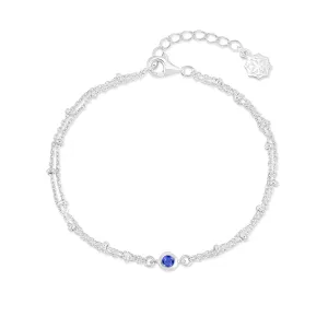 Blue Spinel Dewdrop Double Chain Bracelet