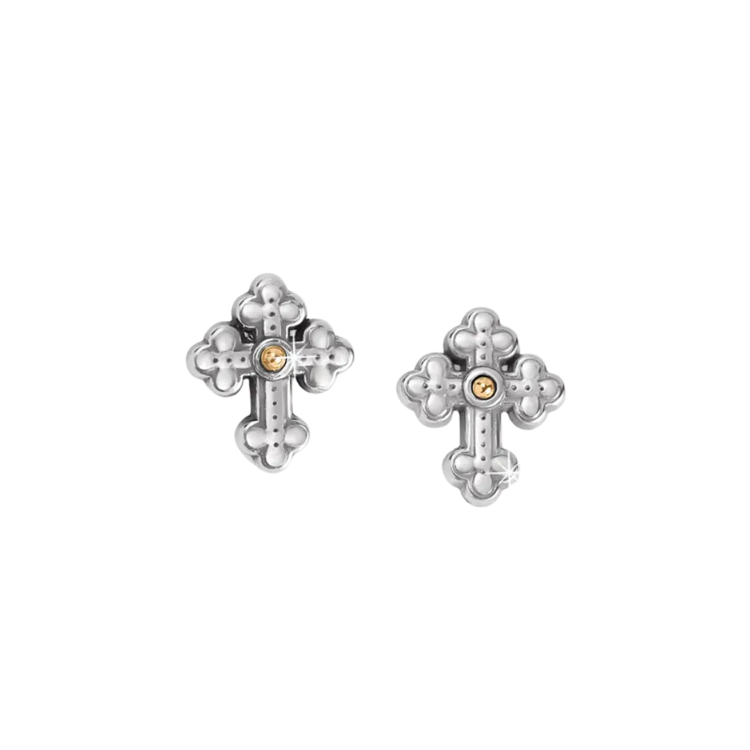 Brighton Women's Luna Cross Mini Post Silver Earrings