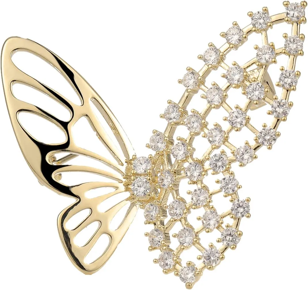 Butterfly Brooch, Diamond Butterflys for Women Girls,Butterfly Pin for Clothing Dress Jewelry Accessories,Decorative Pins with Electroplated 14k for Wedding Birthday Party Gifts