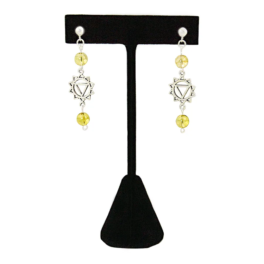 Chakra - Solar Plexis - Citrine (Maanipura) Earrings in Antique Silver