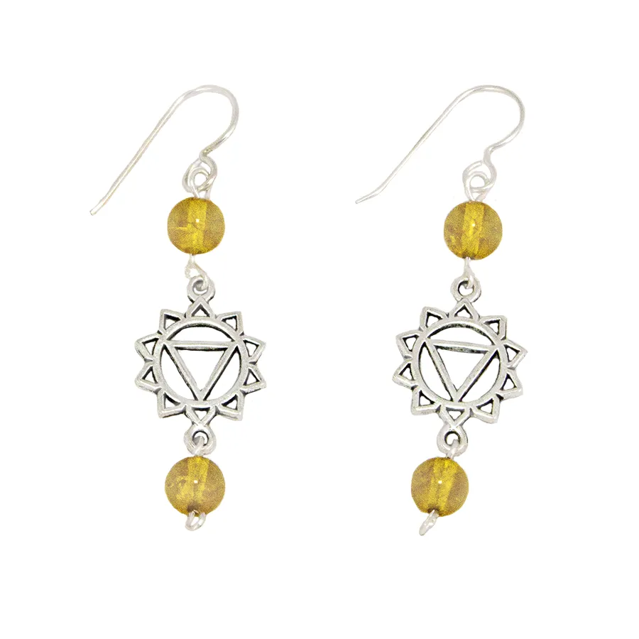 Chakra - Solar Plexis - Citrine (Maanipura) Earrings in Antique Silver