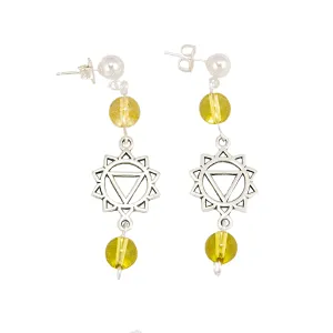 Chakra - Solar Plexis - Citrine (Maanipura) Earrings in Antique Silver
